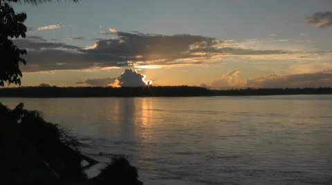 Sunset Madre de Dios River Stock Footage 11366793