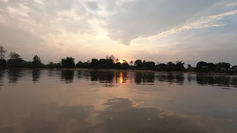 Sunset from the Mahakam river Stock Footage 148378669
