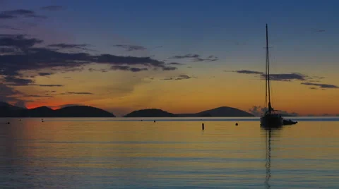 Sunset from Maho Bay,St John Stockbeeldmateriaal 66423580