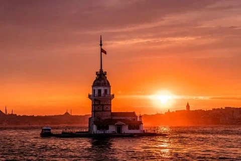 Sunset from Maiden's Tower Stock Footage 93505961