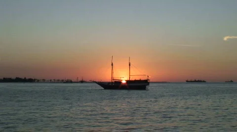 Sunset Makassar harbor Stock Footage 396786