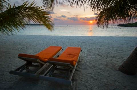 Sunset in Maldives Stock Photos