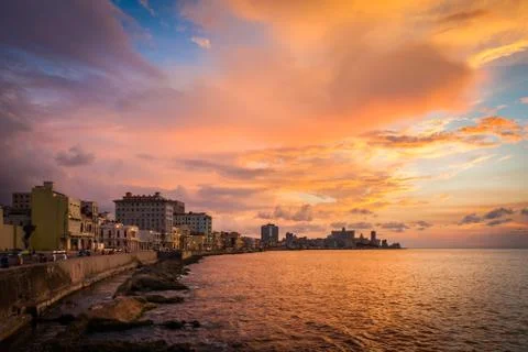 Sunset at Malecon Stock Photos