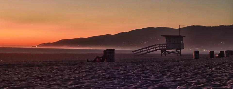 Sunset at Malibu beach Stock Photos