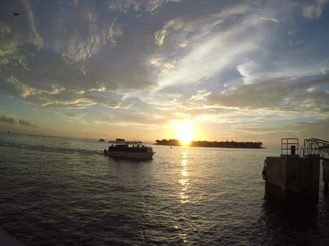 Sunset at Mallory Square Key West The Florida Keys Stock-Footage 80470075