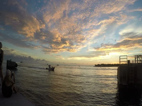 Sunset at Mallory Square Key West The Florida Keys 스톡 동영상 80470082