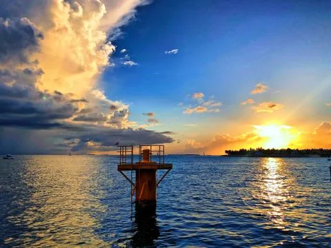 Sunset at Mallory Square in Key West, Florida Stock Photos