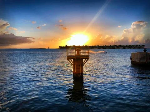 Sunset at Mallory Square in Key West, Florida Stock Photos