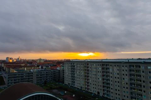 Sunset in Malmo city Stock Photos