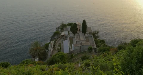 Sunset in Manarola town in Cinque Terre Stock Footage 99105280