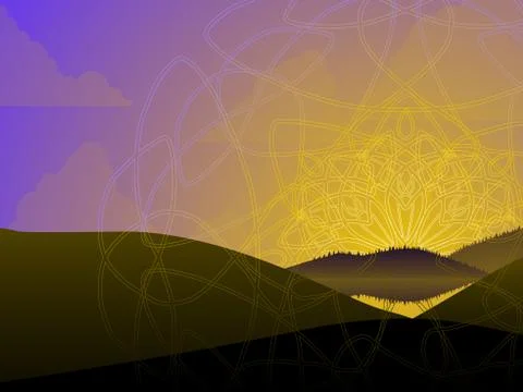 Sunset mandala Stock Illustration