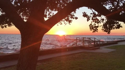 Sunset at Mandeville Lakefront Stock Footage 81705176