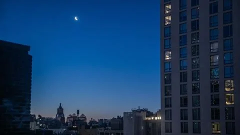 Sunset manhattan Stock Photos