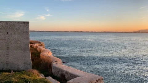 Sunset from Maniace Castle Stock Footage 102959581