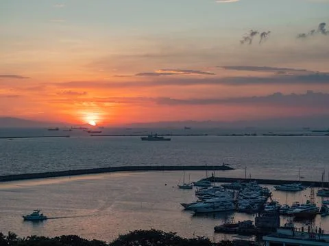 Sunset at Manila Bay Stock Photos