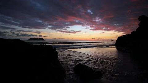 Sunset at Manuel Antonio beach Stock Footage 235556573