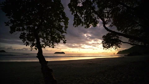 Sunset at Manuel Antonio beach Stock Footage 235586064