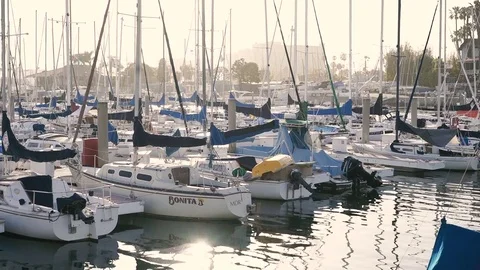 Sunset at Marina del Rey, Los Angeles, California Stock Footage 75765481
