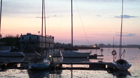 Sunset at the Marina Stock Footage 23512966