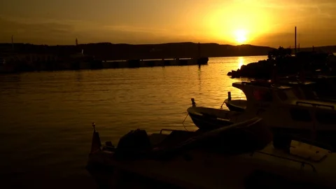 Sunset at the marina Stock Footage 101036684
