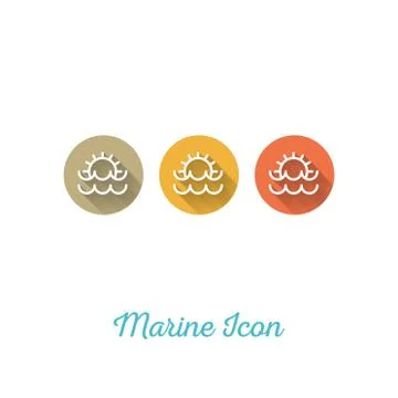 Sunset Marine Flat Icon Stock Illustration