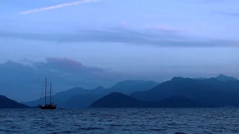 Sunset in Marmaris Bay Stock Footage 75865692