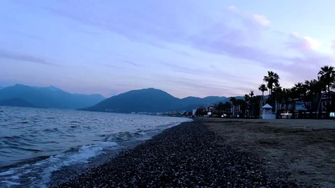 Sunset on Marmaris beach Stock Footage 75865628