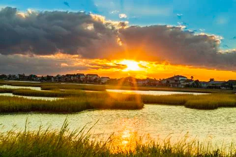 Sunset in the marsh Stock Photos