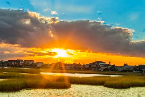 Sunset in the marsh Stock Photos