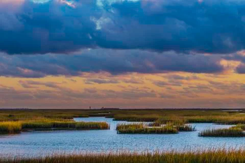Sunset in the marsh Stock Photos