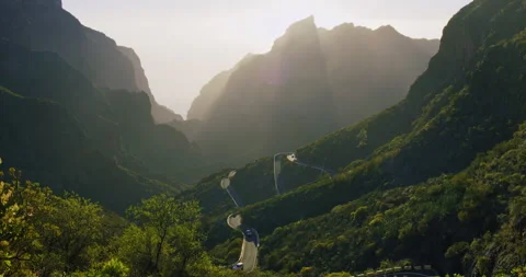 Sunset in Masca Valley Park and Gorge, Tenerife, Canarian Islands, Spain Stock Footage 198211149