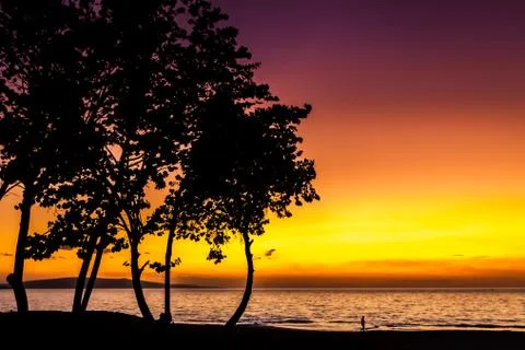 Sunset in maui Stock Photos