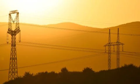 Sunset on meadow Stock Photos