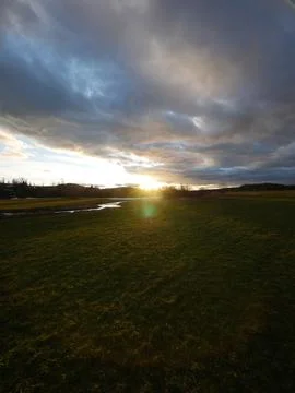 Sunset meadow Stock Photos