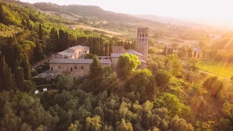 Sunset on Medieval Cathedral in Orvieto Stock Footage 79458819