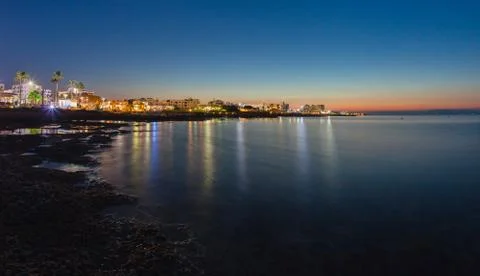 Sunset on the Mediterranean coast Stock Photos