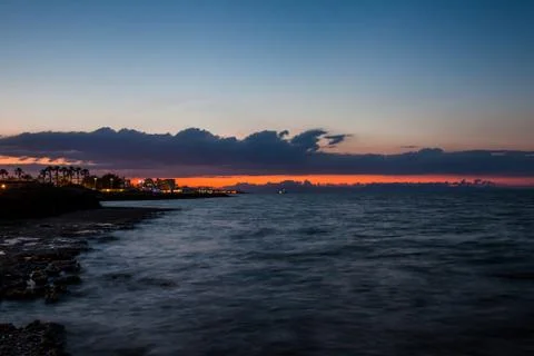 Sunset on the Mediterranean coast Stock Photos