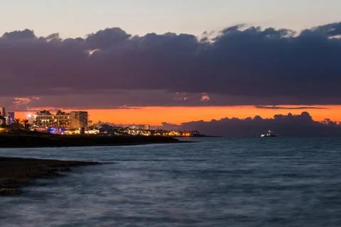 Sunset on the Mediterranean coast Stock Photos