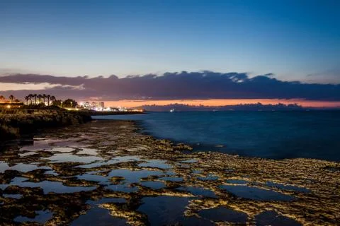 Sunset on the Mediterranean coast Stock Photos