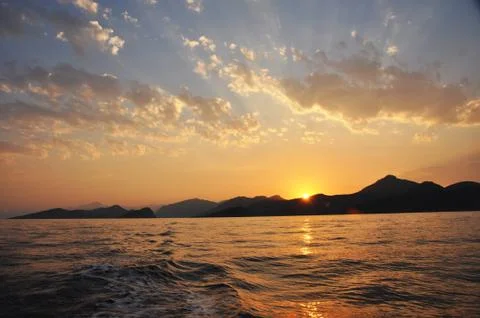 Sunset in mediterranean Stock Photos