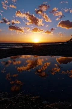 Sunset on the Mediterranean Stockfoto's