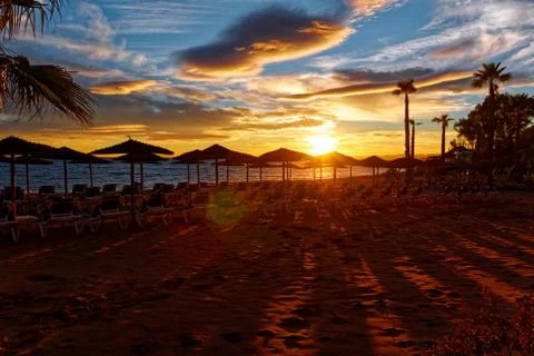 Sunset on the Mediterranean Stockfoto's