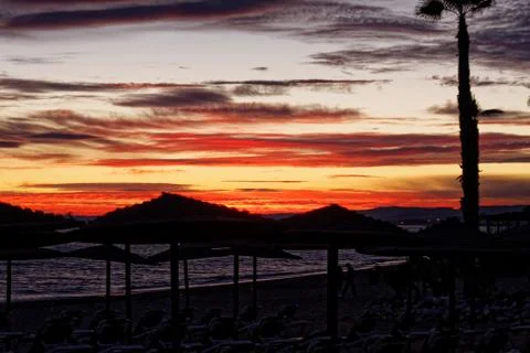 Sunset on the Mediterranean Stockfoto's