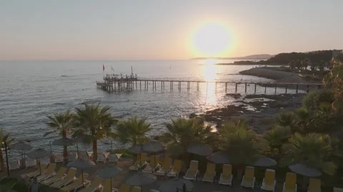 Sunset at Mediterranean Resort Pier Stock Footage 282931006