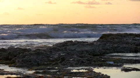 Sunset at Mediterranean Sea.  Stock Footage 750372
