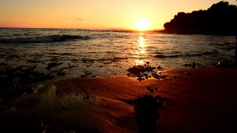 Sunset by the Mediterranean sea in Oropesa Stock-Footage 101430351