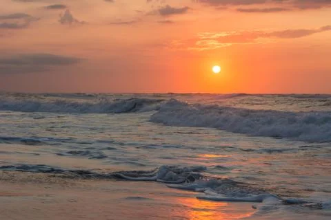 Sunset mediterranean sea sunset beach mediterranean sea waves Stock Photos