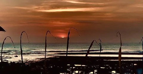 Sunset at Mengening Beach Stock Photos