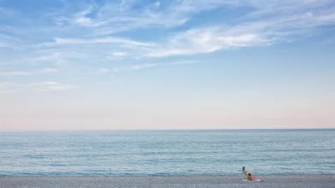 Sunset Menton Beach Stock Photos