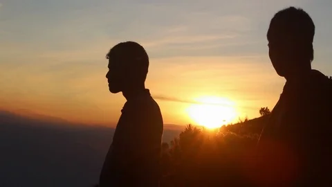 Sunset on merbabu mountain Stock Footage 121845294